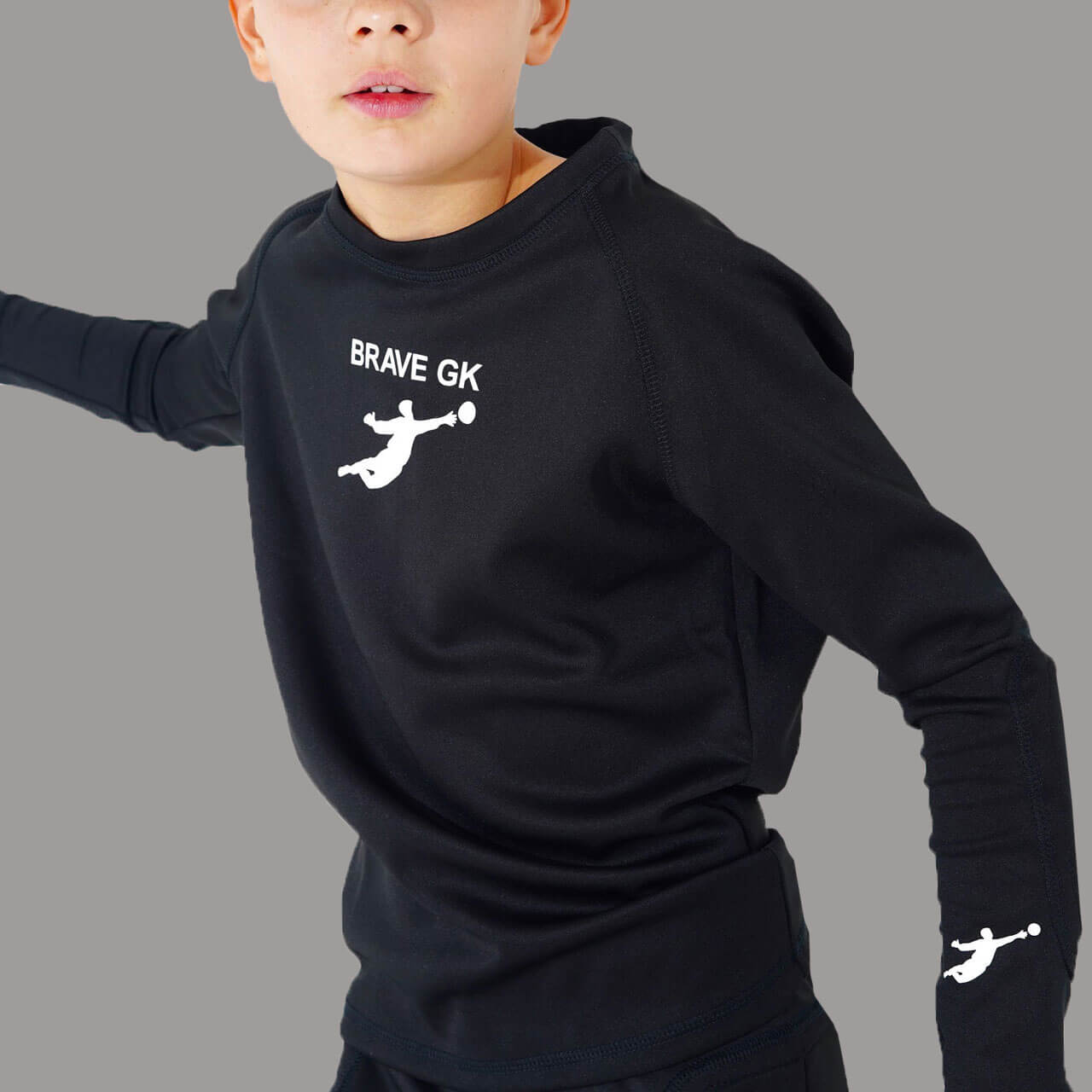 Niños Manga Larga compresión portero camiseta con protección-1-Brave GK